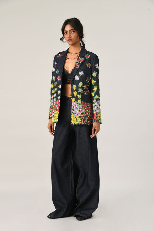 Sogdiana embroidered two-button jacket