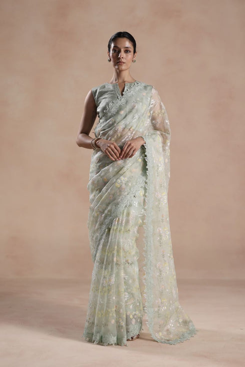 Solana light mint sari set