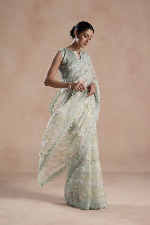 Solana light mint sari set