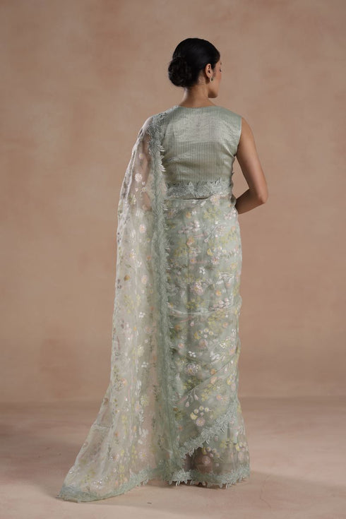 Solana light mint sari set