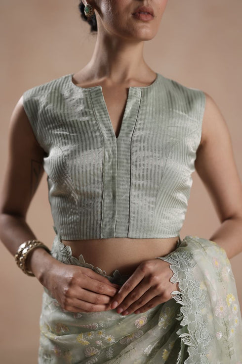 Solana light mint sari set