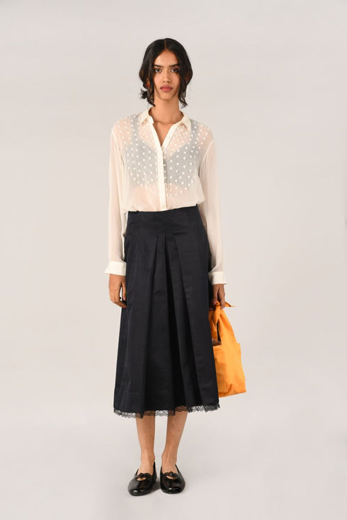 Sombreuil white yoke embroidered shirt