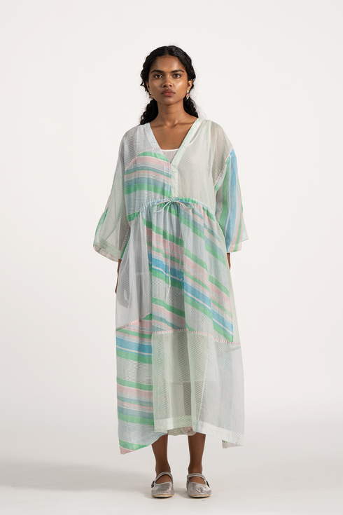 Spring green kaftan dress