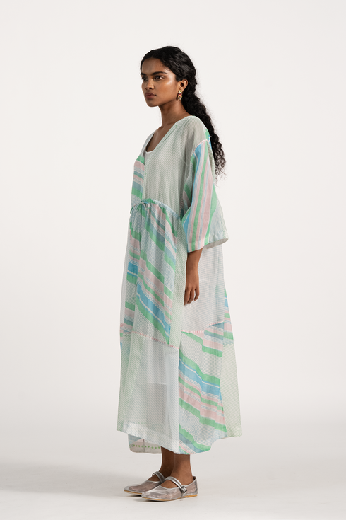Spring green kaftan dress