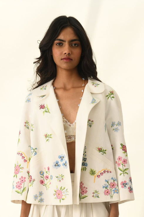 Stellata beige cross stitch jacket
