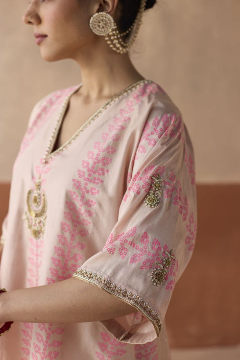 Stripe chaand blush pink kaftan set