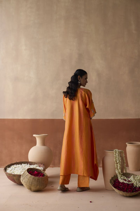 Stripe chaand marigold kaftan set