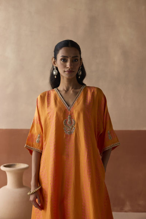 Stripe chaand marigold kaftan set