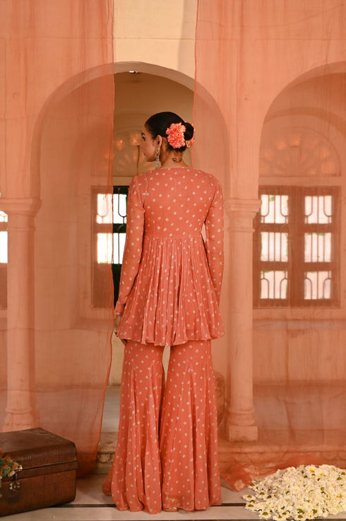 Surajpole orange gharara set