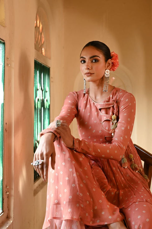 Surajpole orange gharara set