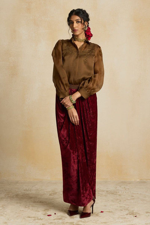 Suroor brown silk shirt