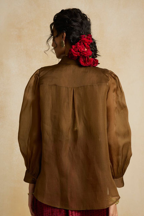 Suroor brown silk shirt