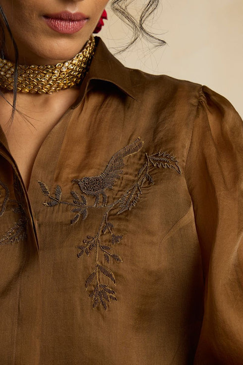 Suroor brown silk shirt