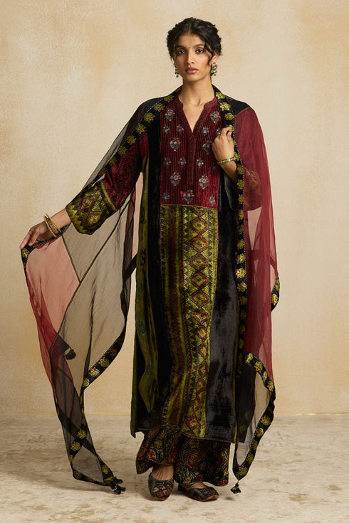Suroor green organza stole