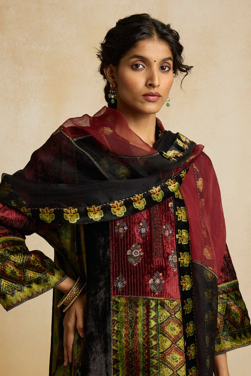 Suroor green organza stole