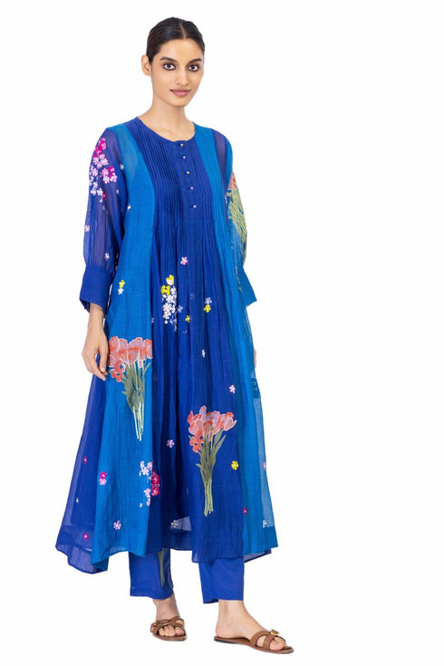 Swena blue floral long dress