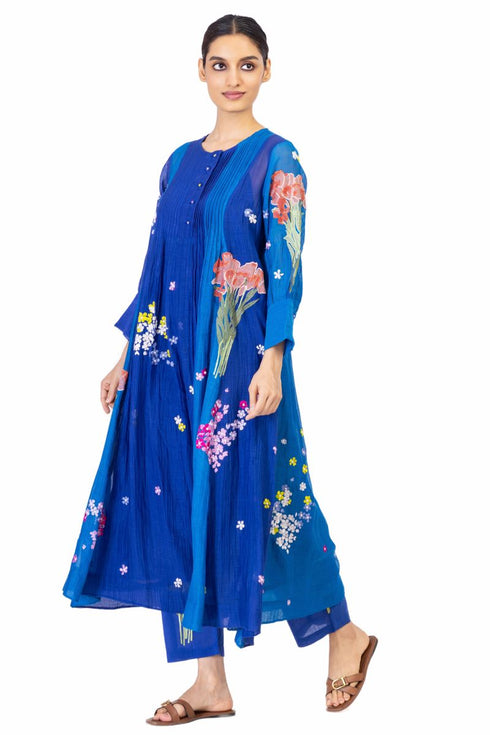 Swena blue floral long dress