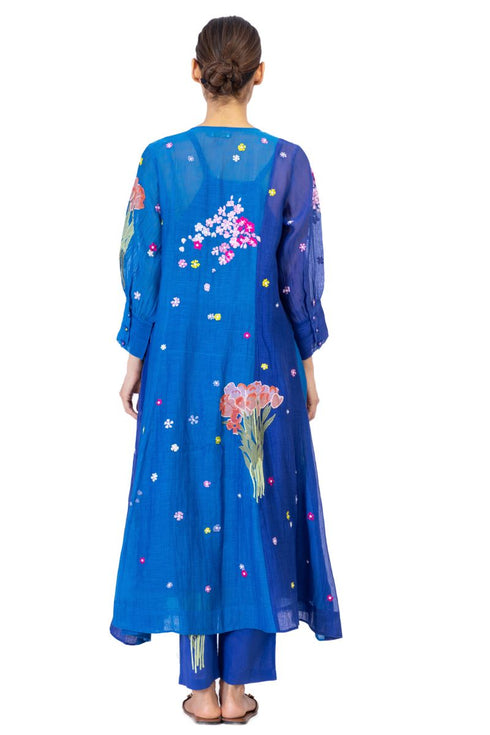 Swena blue floral long dress