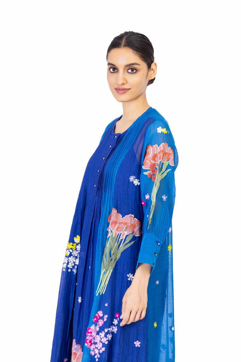 Swena blue floral long dress