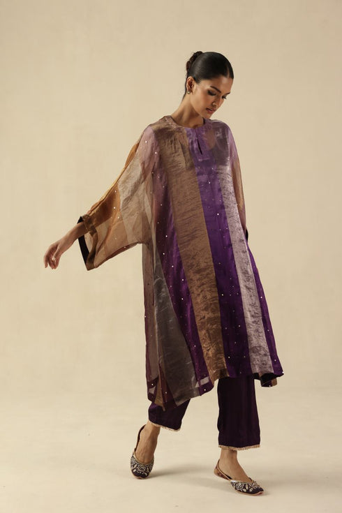 Tabeer purple kurta set