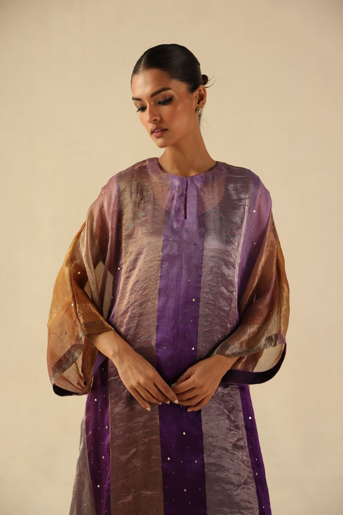 Tabeer purple kurta set
