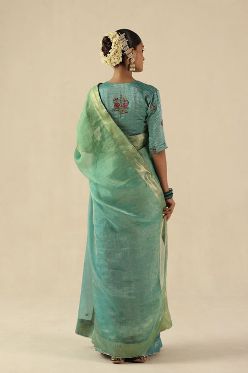 Taj Gul turquoise sari with blouse