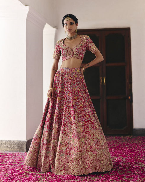 Tarangini red lehenga set
