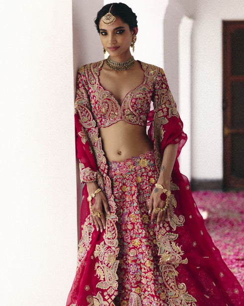 Tarangini red lehenga set