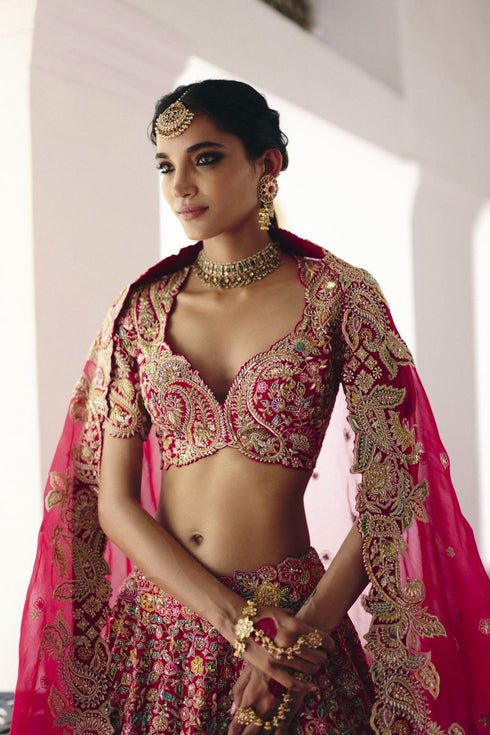 Tarangini red lehenga set