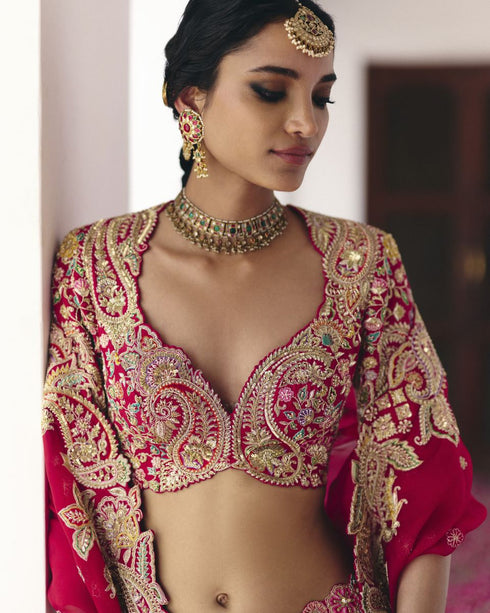 Tarangini red lehenga set