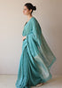 Teal wildflower meadow jamdani sari