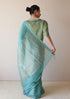 Teal wildflower meadow jamdani sari