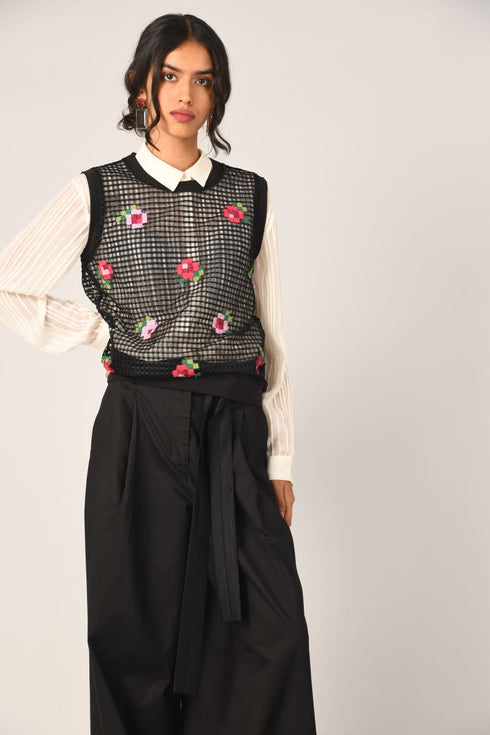 Teplitz black net cardigan top