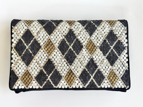 The Argyle black clutch