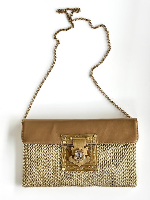 The filato gold leather flap bag