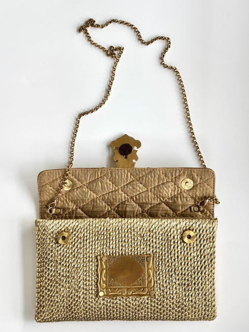 The filato gold leather flap bag