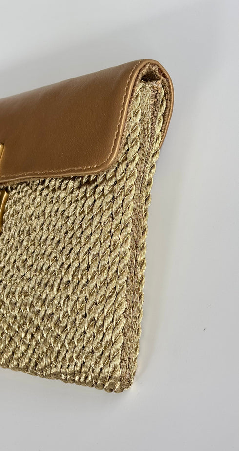 The filato gold leather flap bag