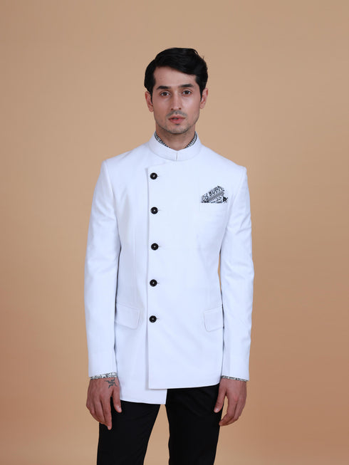 The modern asymmetric white prince coat
