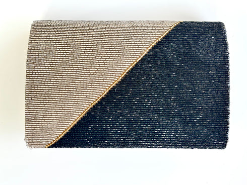 The saarinen black and silver clutch