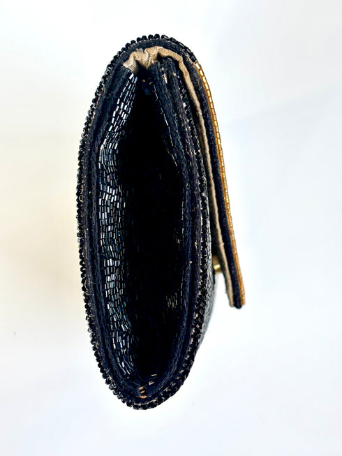 The saarinen black and silver clutch