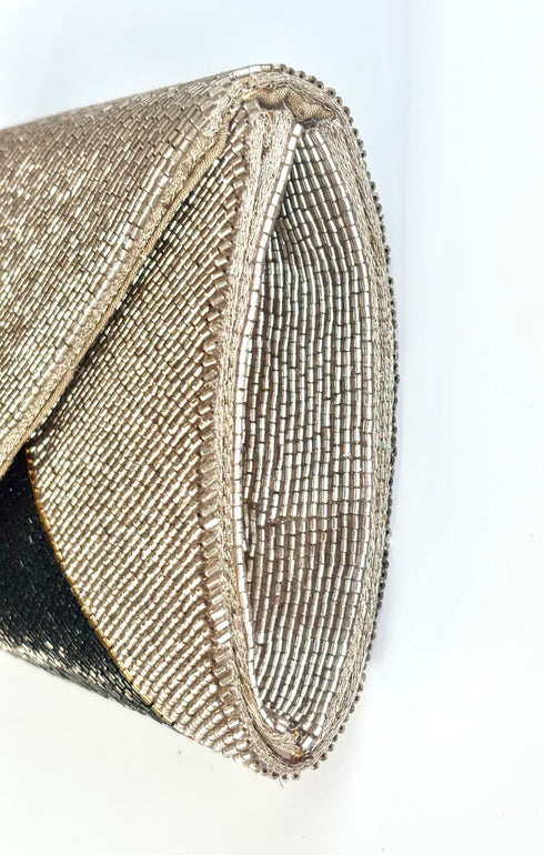 The saarinen black and silver clutch
