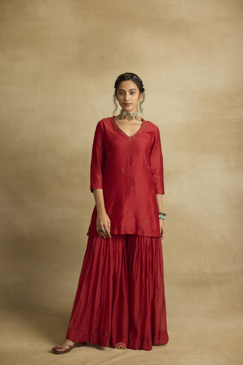 Tiya rust red Sharara set