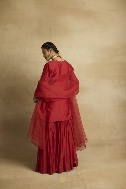 Tiya rust red Sharara set