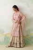Toosh and soft pink dupion printed with hand kashmiri embroidered lehenga set