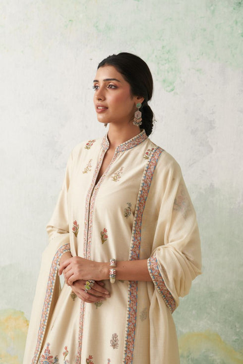 Toosh chanderi kashmiri multicolor embroidered jacket set