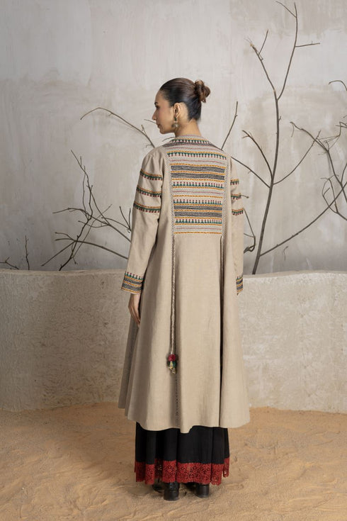 Toosh linen printed and embroidered jacket