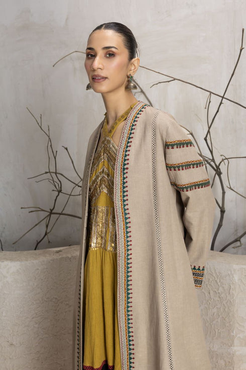 Toosh linen printed and embroidered jacket