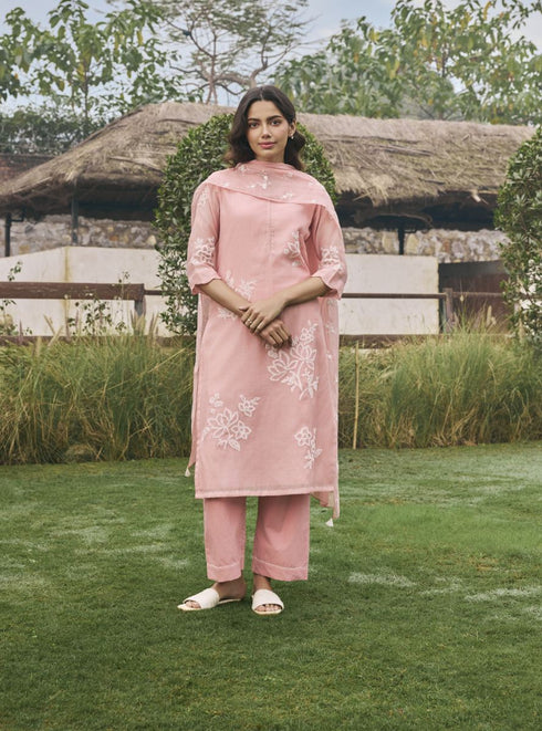 Tulip floral applique kurta set