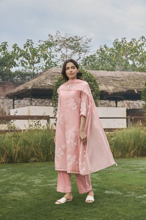 Tulip floral applique kurta set