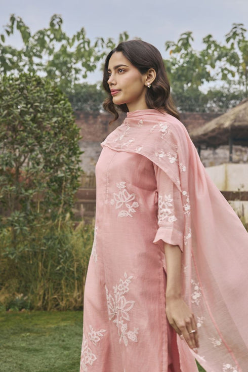 Tulip floral applique kurta set